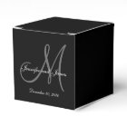Custom Black Colored Monogram Wedding Favor Box