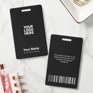 Custom Black Company Logo Name Title Bar Code Badg Badge