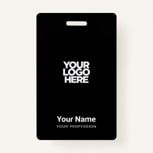 Custom Black Company Logo Name Title Bar Code Badge