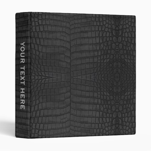 Custom Black Crocodile Leather Print 3 Ring Binder