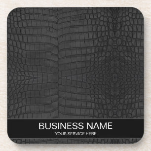 Custom  Black Crocodile Leather Print Beverage Coaster