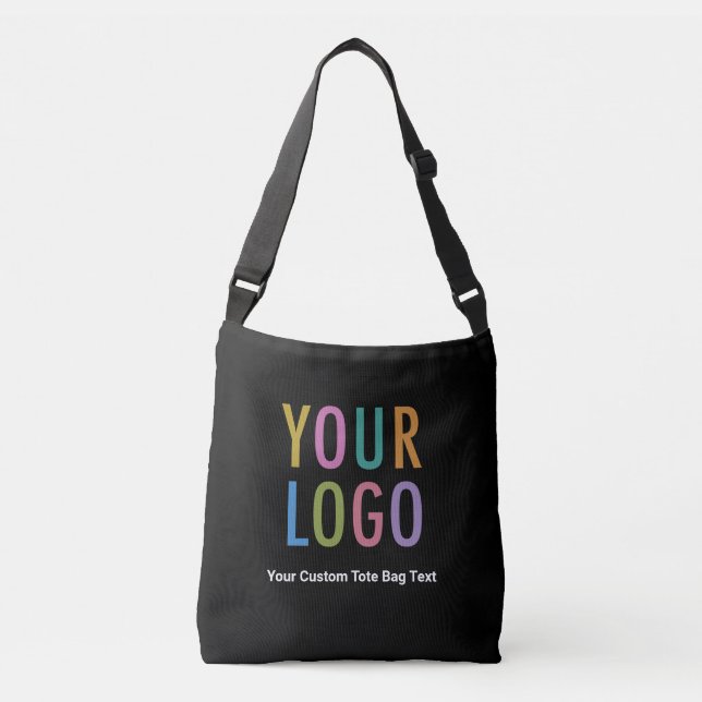 Custom Black Crossbody Tote Bag with Business Logo (Front)