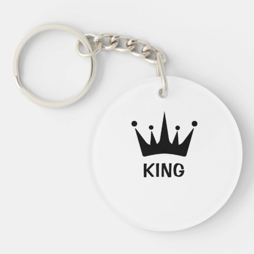 Custom Black Crown King Text Circle Acrylic Keychain