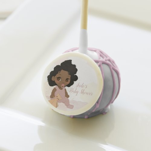 Custom Black Curly Hair Baby Shower Cake Pop 1