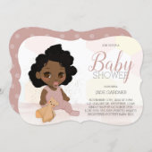 Custom Black Curly Hair Baby Shower Invitation 1 (Front/Back)
