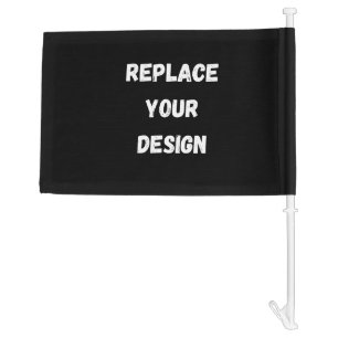Custom Black Design Add Photo or Text Car Flag