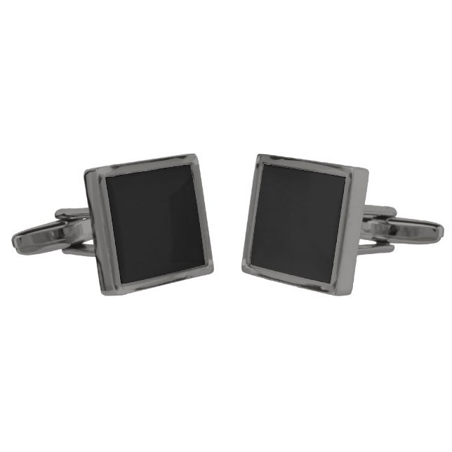 Custom Black Design Add Photo or Text  Cufflinks (Angled)