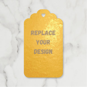 Custom Black Design Add Photo or Text Foil Gift Tags