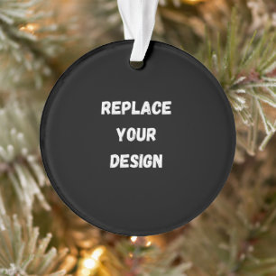 Custom Black Design Add Photo or Text Ornament