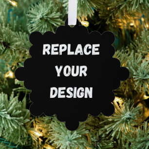 Custom Black Design Add Photo or Text Ornament Card