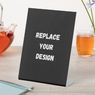 Custom Black Design Add Photo or Text Pedestal Sign