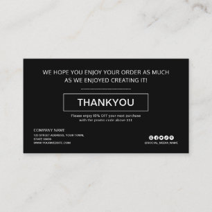 Custom Black Discount Thank You Business Logo Card