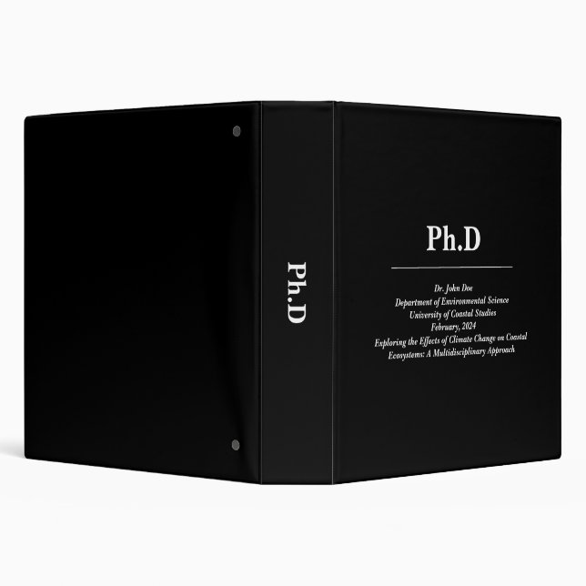 Custom Black Doctorate or PhD 3 Ring Binder (Background)