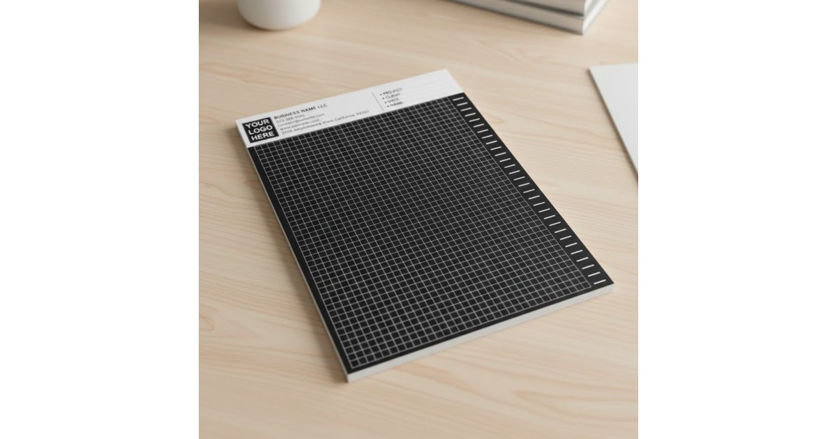 Custom Black Engineering Graph Paper Pad with Logo | Zazzle