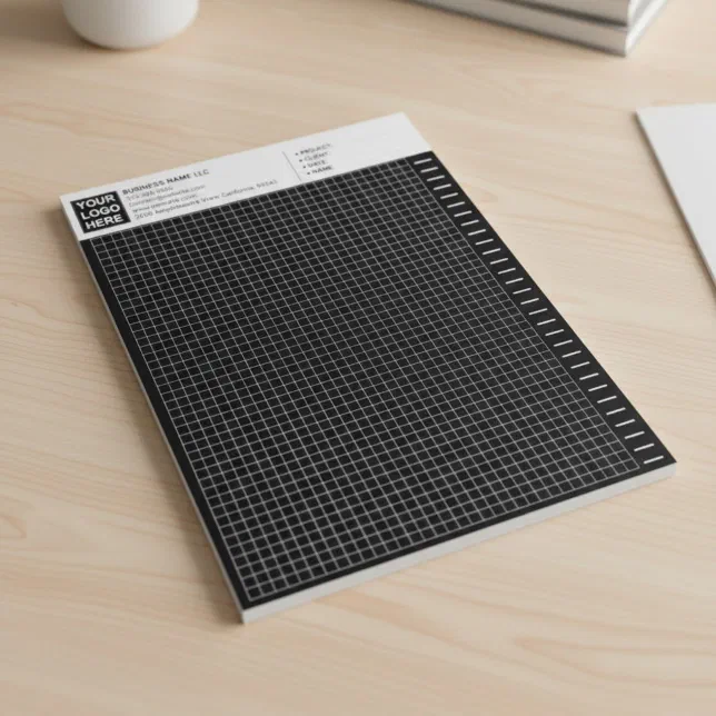 Custom Black Engineering Graph Paper Pad with Logo | Zazzle