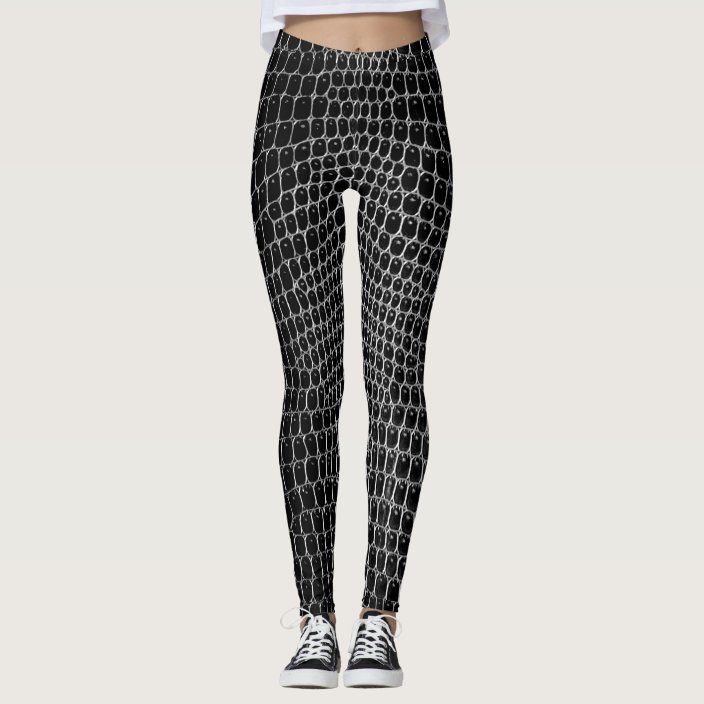 Custom Black Faux Crocodile Skin Leggings | Zazzle.com