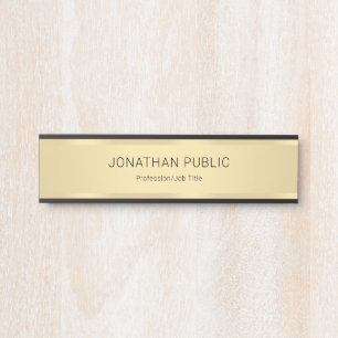 Custom Black Faux Gold Glamorous Template Modern Door Sign