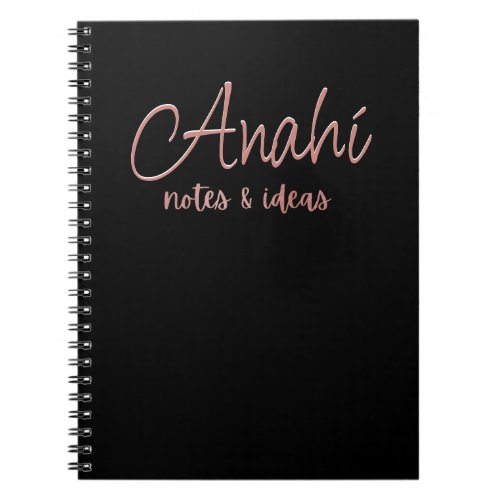 Custom Black  Faux Rose Gold Foil Notes  Ideas Notebook