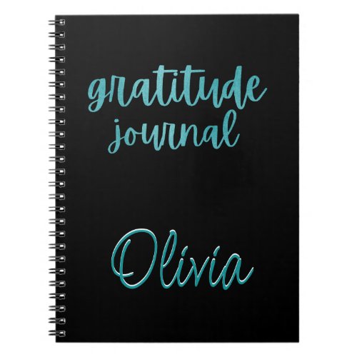 Custom Black Faux Teal Foil Gratitude Journal