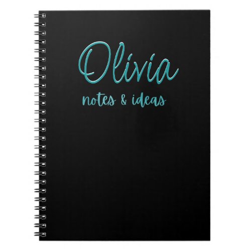 Custom Black  Faux Teal Foil Notes  Ideas Notebook