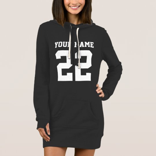 Custom black football jersey number hoodie dress