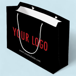 Custom Black Gift Bag with Company Logo 12.5x9 in