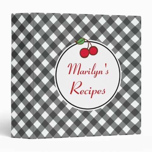 Custom Black Gingham Recipe Binder