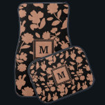Custom Black Glitter Floral Pattern Monogram Car Floor Mat<br><div class="desc">Custom Black Glitter Floral Pattern Monogram Car Floor Mat. Personalized, elegant pretty salmon-pink flowers scattered pattern design. It has a glitter rose gold effect. Initial name and monogram. A cool, trendy, and stylish faux rose gold pink glitter on a modern rose taupe background. You can personalize it by adding your...</div>