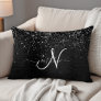 Custom Black Glitter Sparkle Monogram Accent Pillow