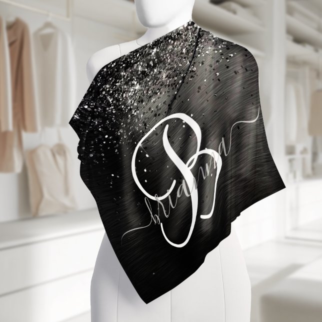 Custom Black Glitter Sparkle Monogram Bandana (Creator Uploaded)