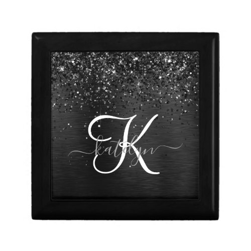 Custom Black Glitter Sparkle Monogram Gift Box