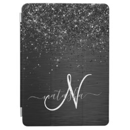 Custom Black Glitter Sparkle Monogram iPad Air Cover