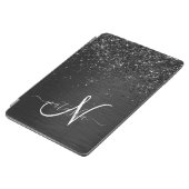 Custom Black Glitter Sparkle Monogram iPad Air Cover (Side)