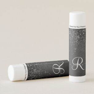 Custom Black Glitter Sparkle Monogram Lip Balm