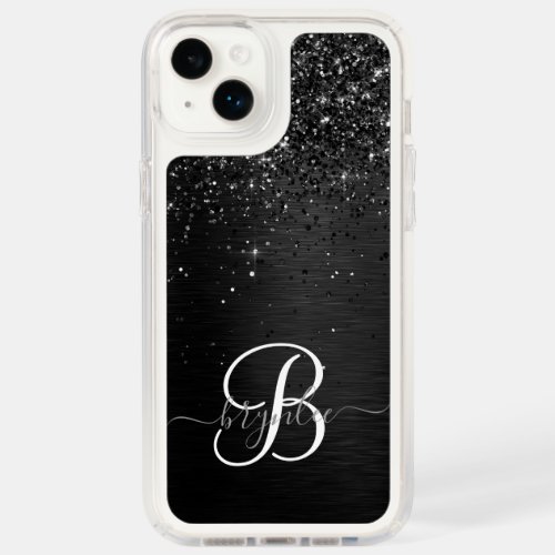  Custom Black Glitter Sparkle Monogram Speck iPhone 14 Plus Case