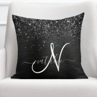 Custom Black Glitter Sparkle Monogram