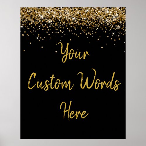 Custom Black  Gold Anniversary Party Welcome Sign