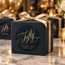 Custom Black Gold Calligraphy Script 50th Birthday