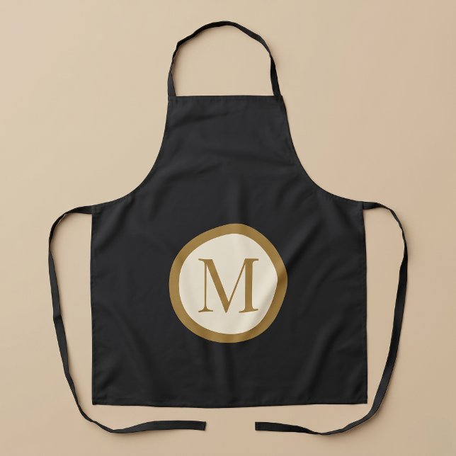 Custom Black & Gold Center Seal Monogram Apron (Creator Uploaded)