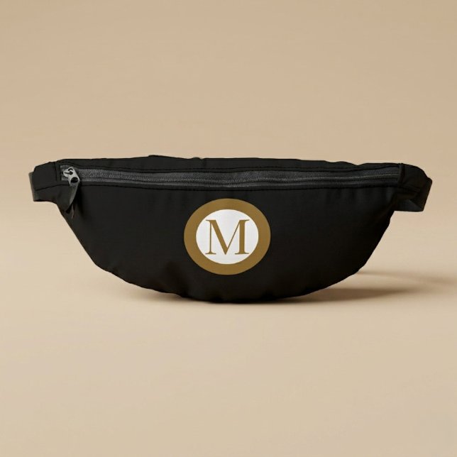 Custom Black & Gold Center Seal Monogram Fanny Pack (Creator Uploaded)