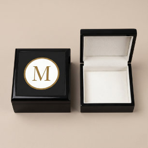 Custom Black & Gold Center Seal Monogram Gift Box