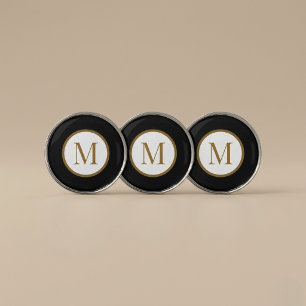 Custom Black & Gold Center Seal Monogram Golf Ball Marker