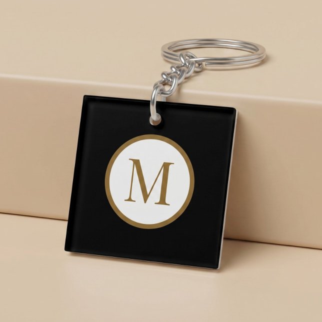 Custom Black & Gold Center Seal Monogram Keychain (Creator Uploaded)