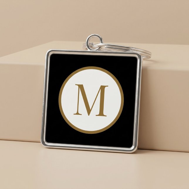 Custom Black & Gold Center Seal Monogram Keychain (Creator Uploaded)