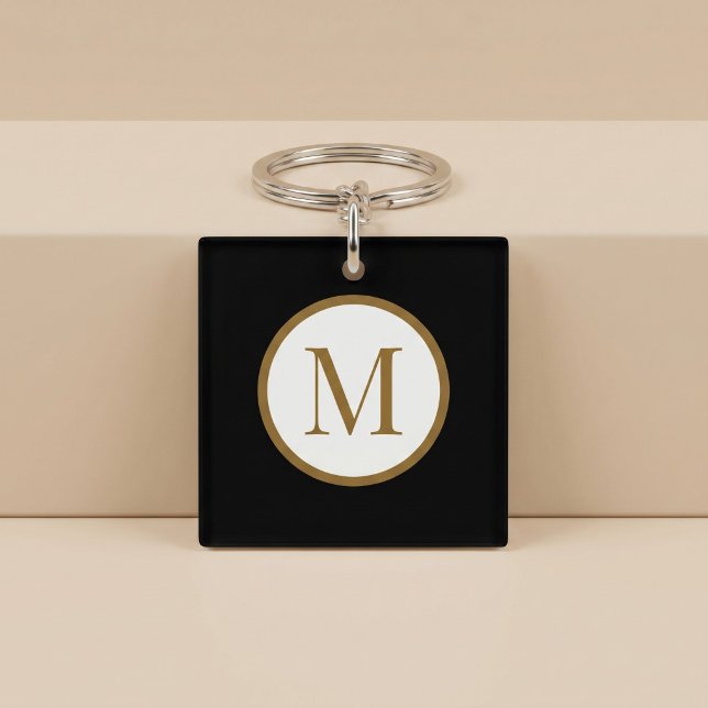 Custom Black & Gold Center Seal Monogram Keychain (Creator Uploaded)