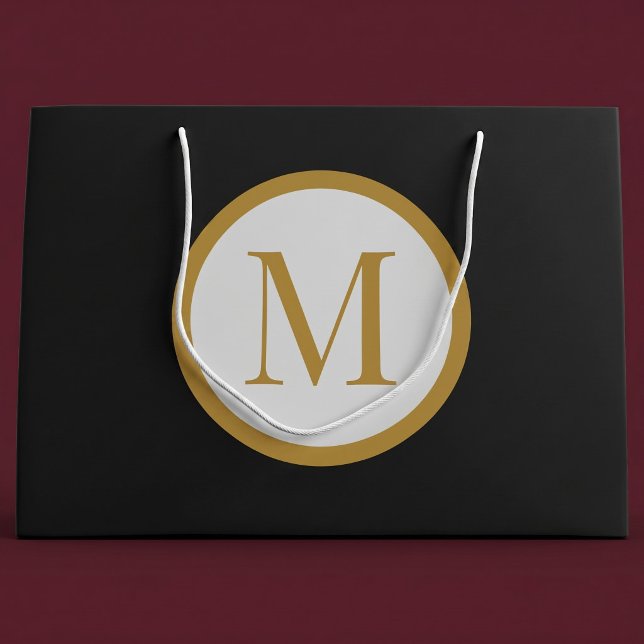 Custom Black & Gold Center Seal Monogram Large Gift Bag (Creator Uploaded)