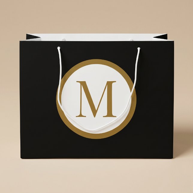 Custom Black & Gold Center Seal Monogram Large Gift Bag (Creator Uploaded)