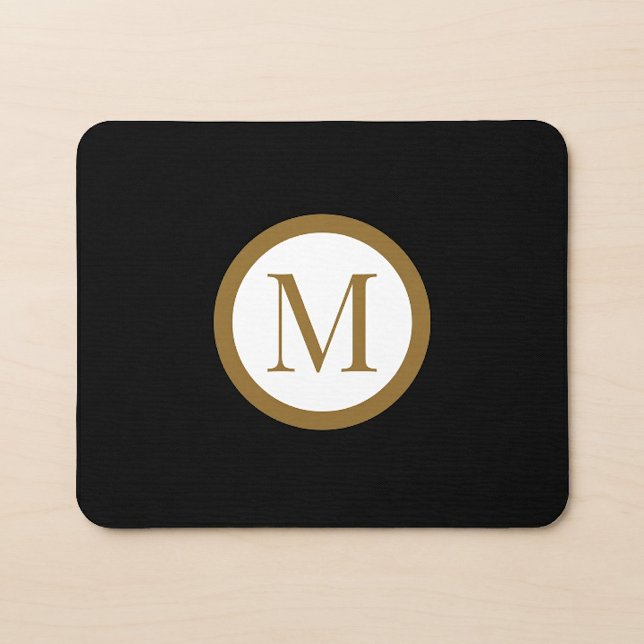 Custom Black & Gold Center Seal Monogram Mouse Pad (Creator Uploaded)
