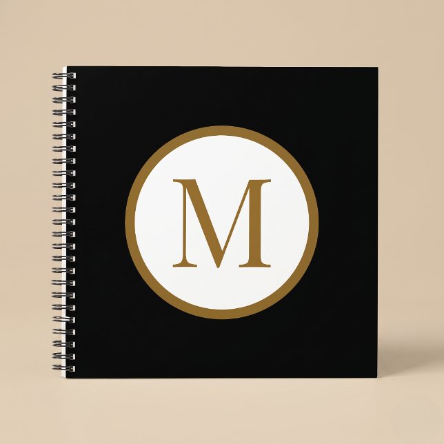 Custom Black & Gold Center Seal Monogram Notebook (Creator Uploaded)
