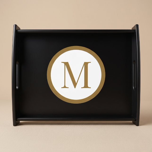 Custom Black & Gold Center Seal Monogram Serving Tray (Creator Uploaded)